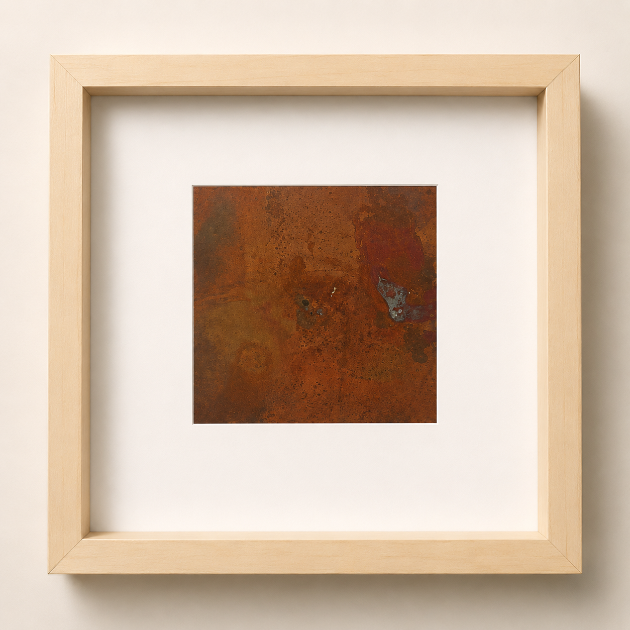 Framed fall copper plate artwork